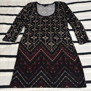 NWOT Black and Red Geometric Long Sleeve Dress